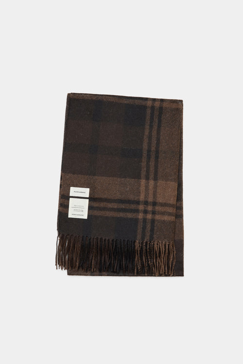 Natural Black / Baby Alpaca ALPACA STOLE, Brown Plaid