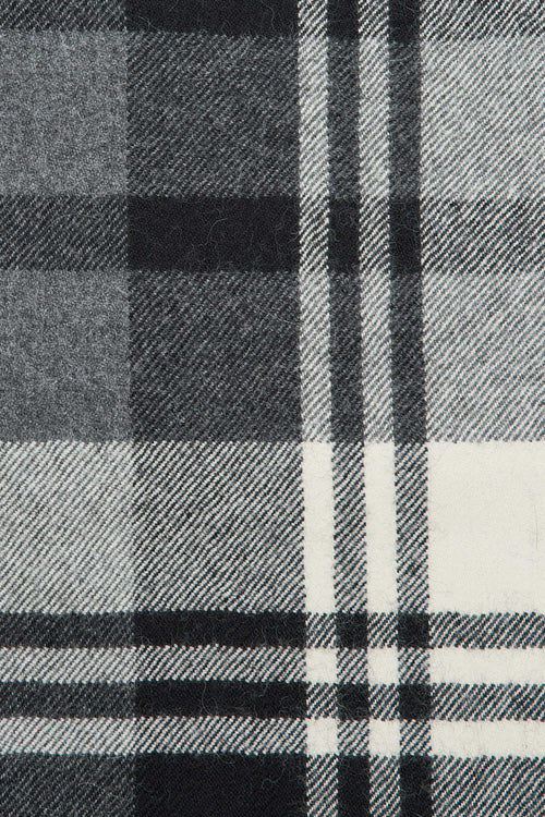 Natural Black / Baby Alpaca ALPACA STOLE, White Plaid