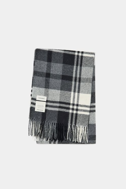 Natural Black / Baby Alpaca ALPACA STOLE, White Plaid