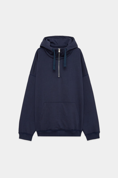 ORGANIC COTTON HEAVY FLEECE QUATER ZIP PARKA, Navy