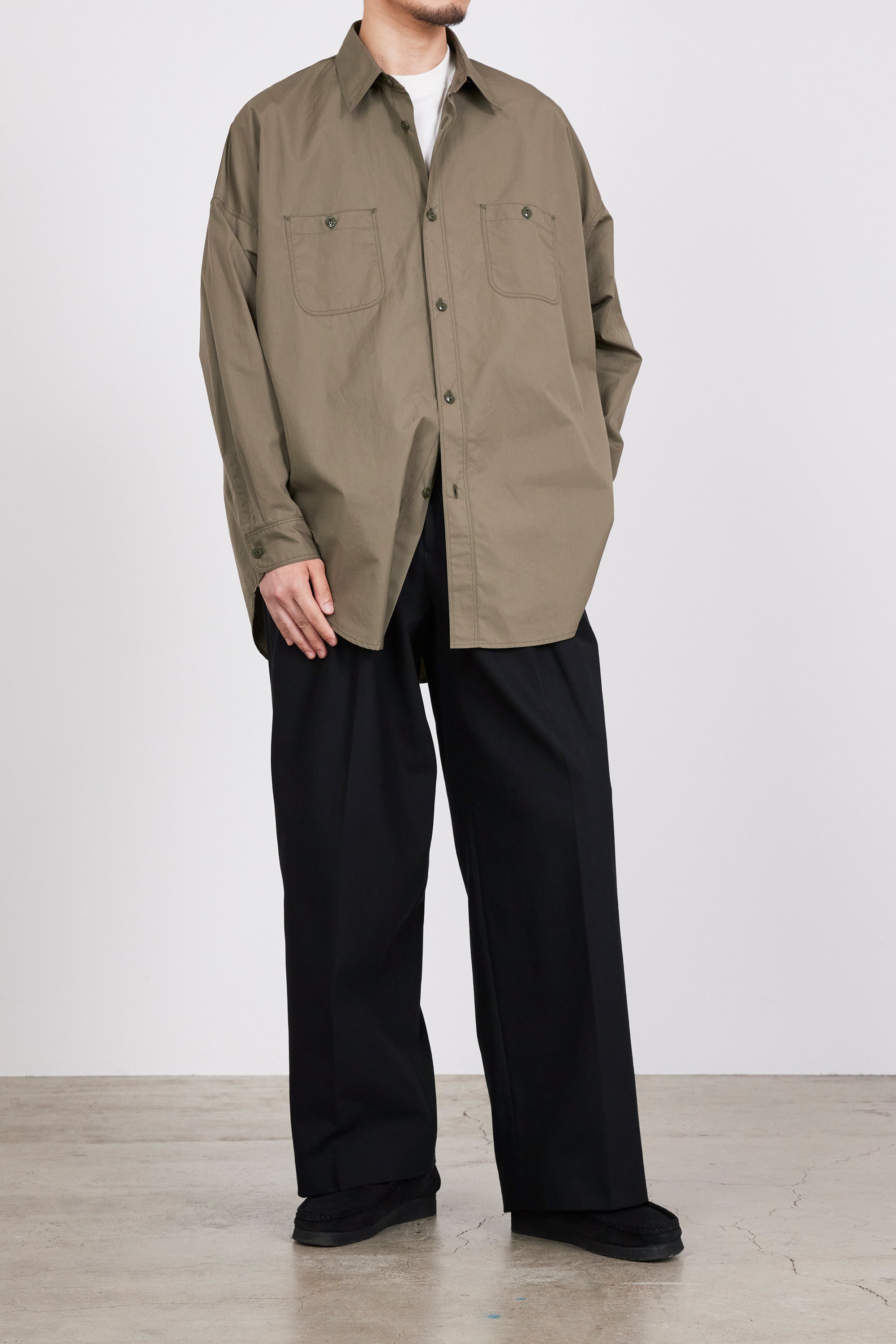 120/2オールウェザークロス / ロングテントシャツ, Sage Green