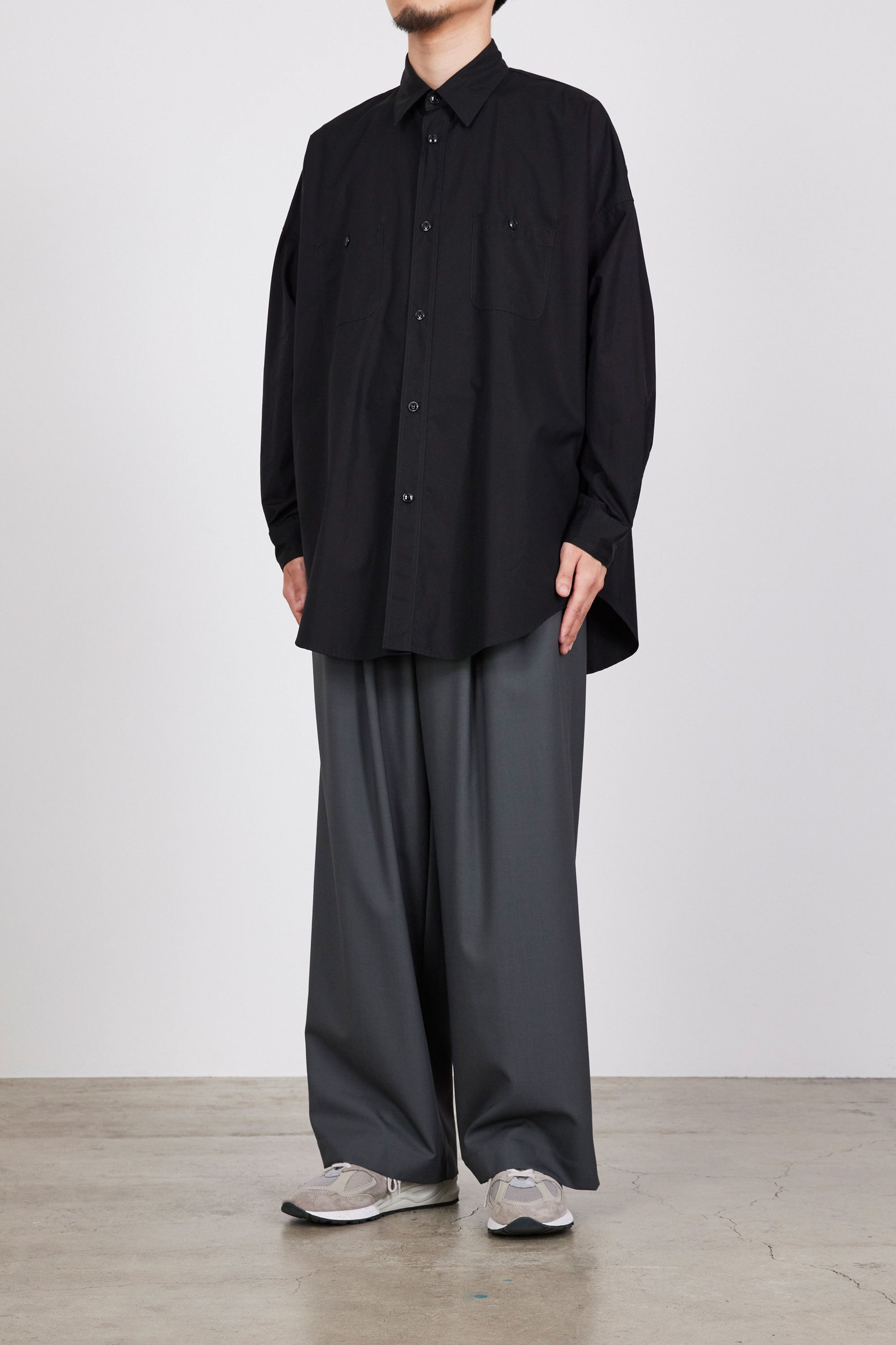 120/2オールウェザークロス / ロングテントシャツ, Black