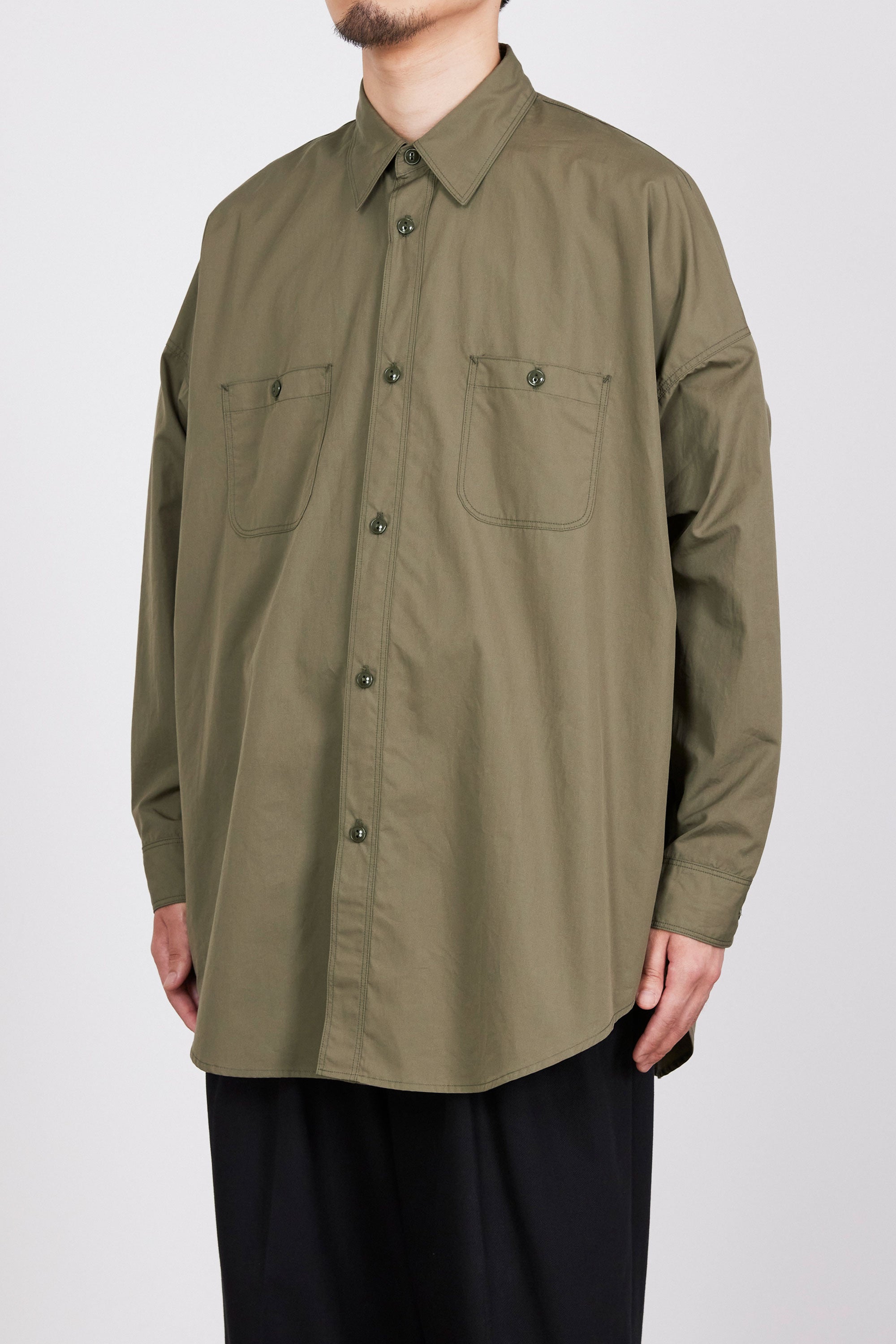 120/2オールウェザークロス / ロングテントシャツ, Sage Green