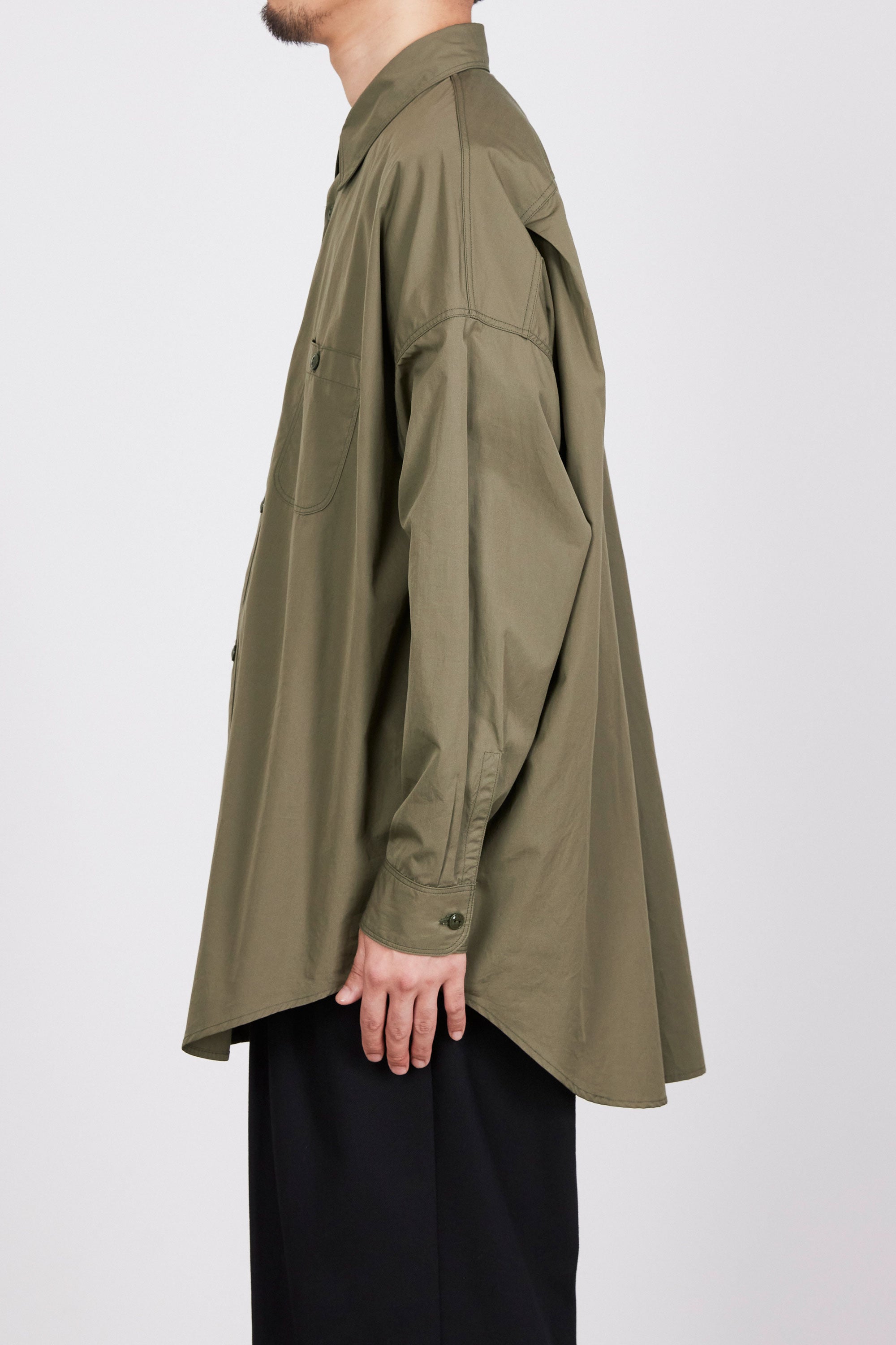 120/2オールウェザークロス / ロングテントシャツ, Sage Green