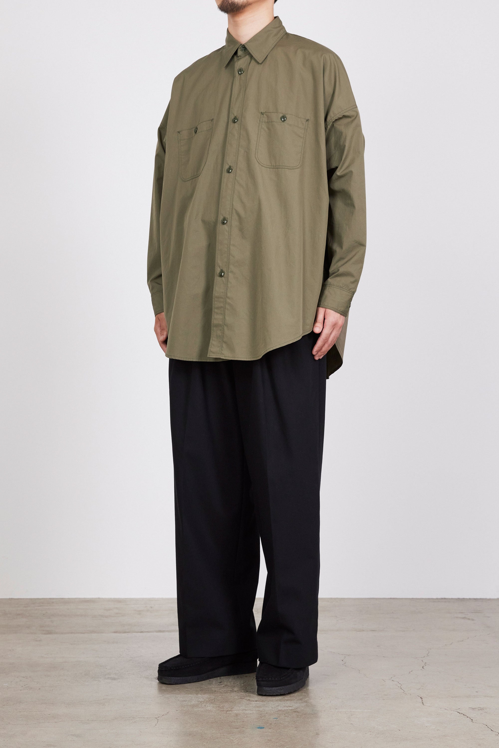 120/2オールウェザークロス / ロングテントシャツ, Sage Green