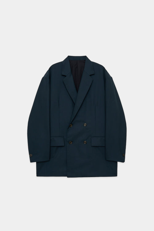 ORGANIC WOOL TROPICAL COMFORT W-BREASTED BLAZER, Olive Check