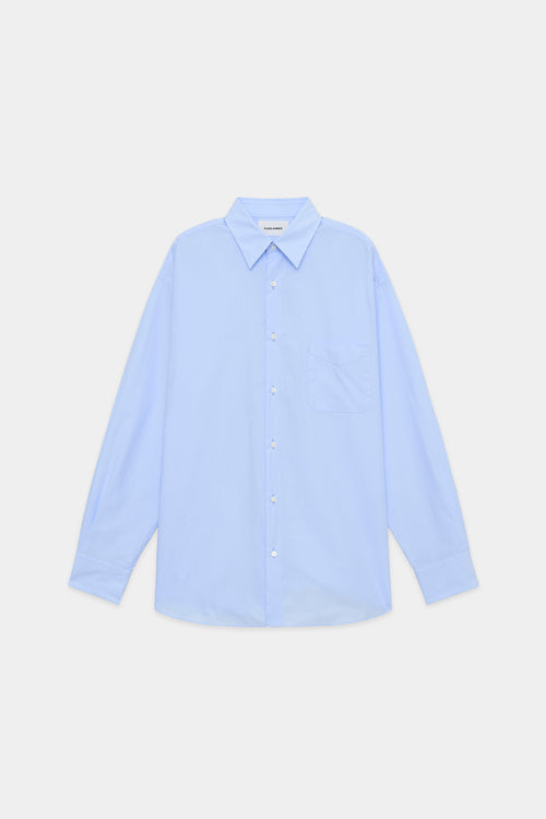 ORGANIC GIZA TYPEWRITER COMFORT FIT SHIRT, Sax Blue