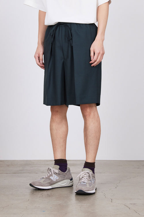 ORGANIC WOOL TROPICAL CLASSIC FIT EASY SHORTS, Olive Check