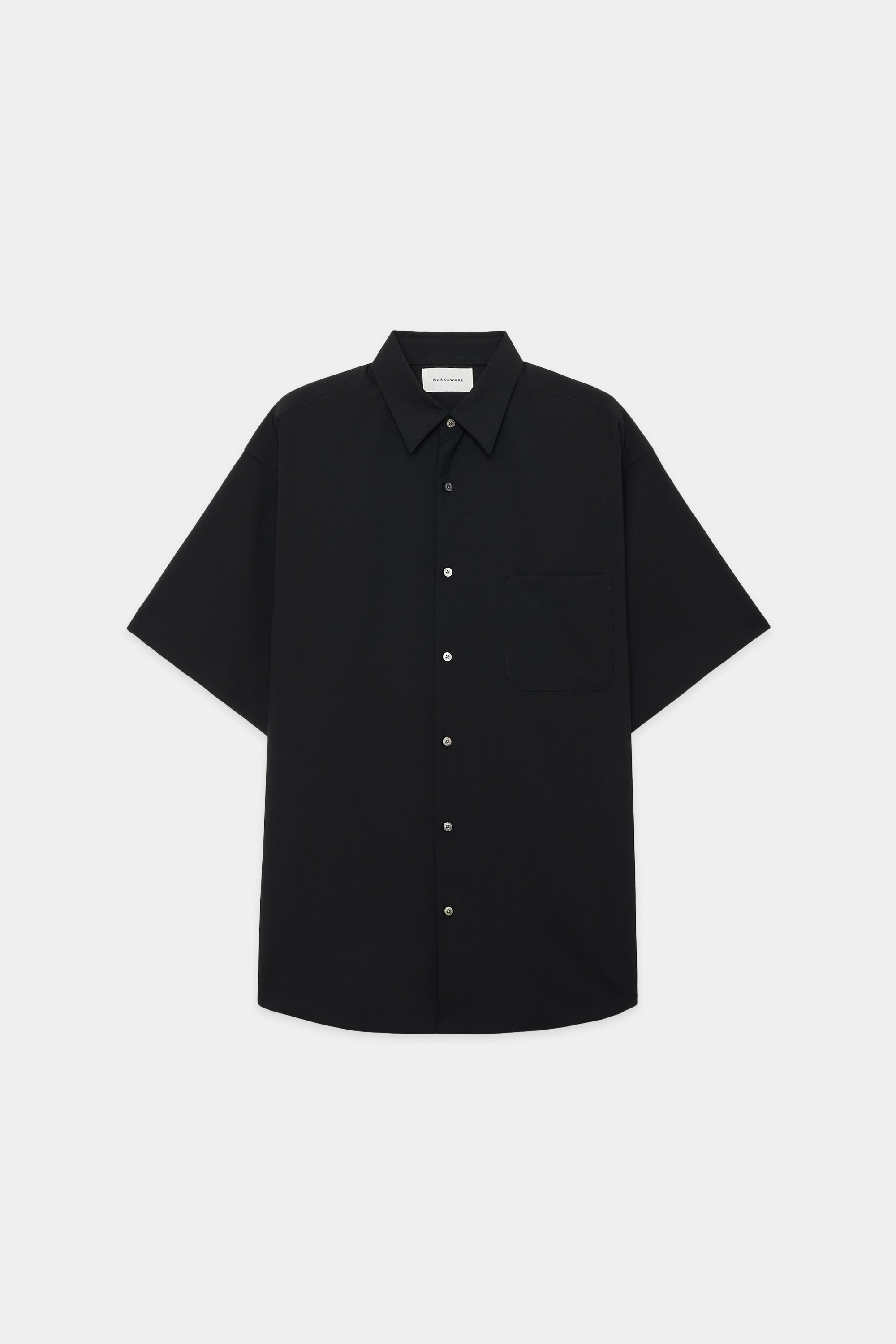 ORGANIC WOOL 2/80 TROPICAL COMFORT FIT SHIRT S/S, Black