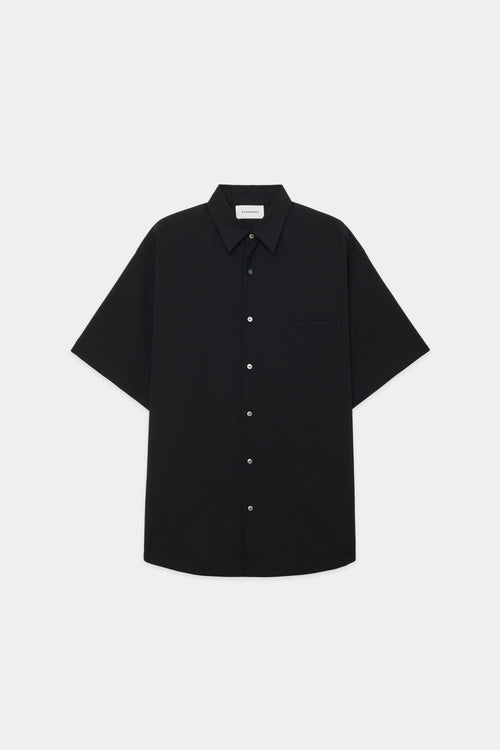 ORGANIC WOOL 2/80 TROPICAL COMFORT FIT SHIRT S/S, Black