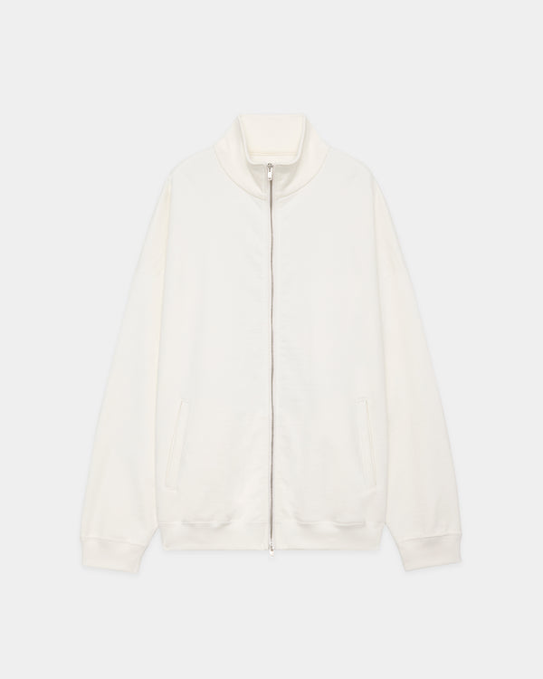 ORGANIC COTTON HEAVY FLEECE TRACK JACKET HUGE, White