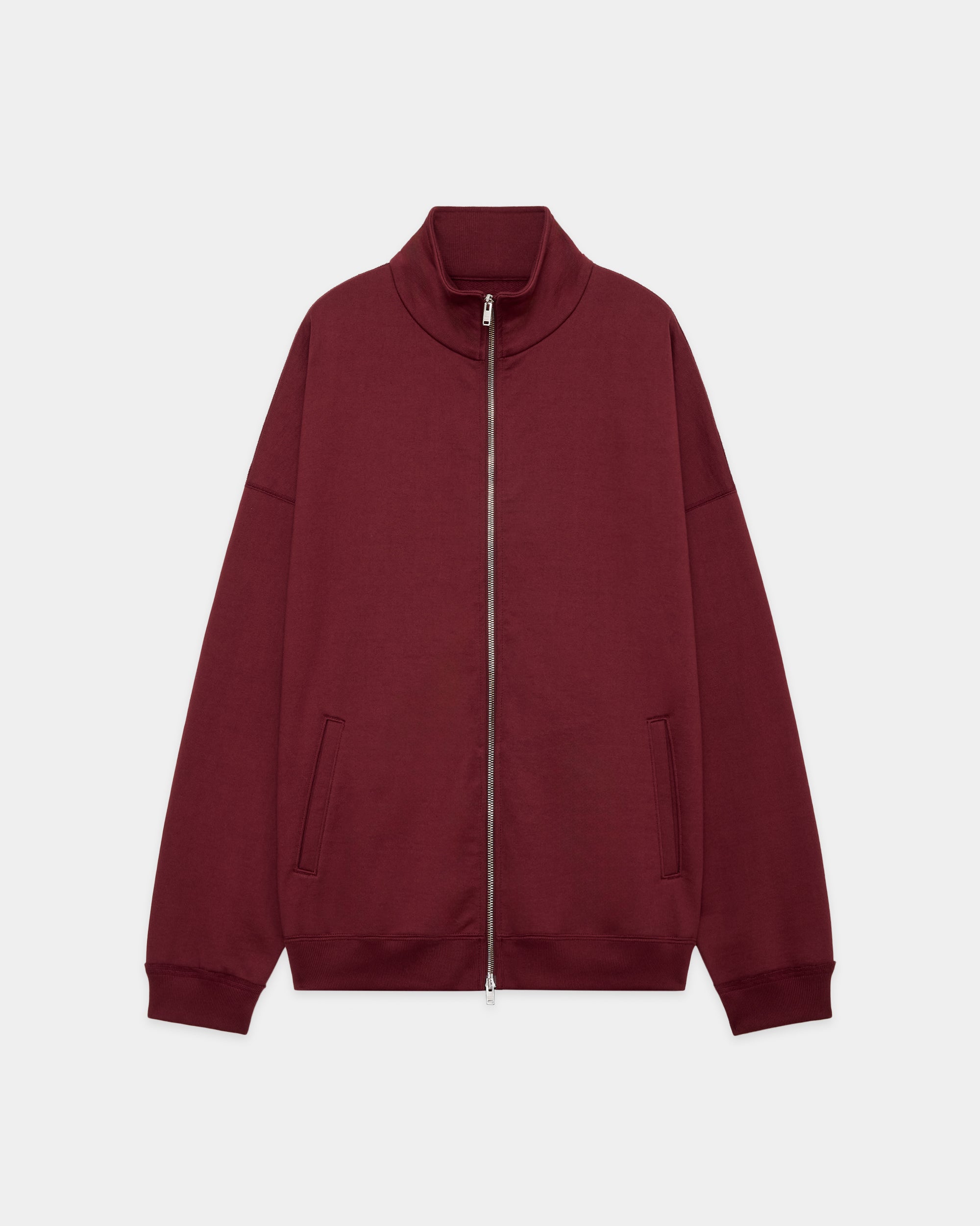 ORGANIC COTTON HEAVY FLEECE TRACK JACKET HUGE, Bordeaux
