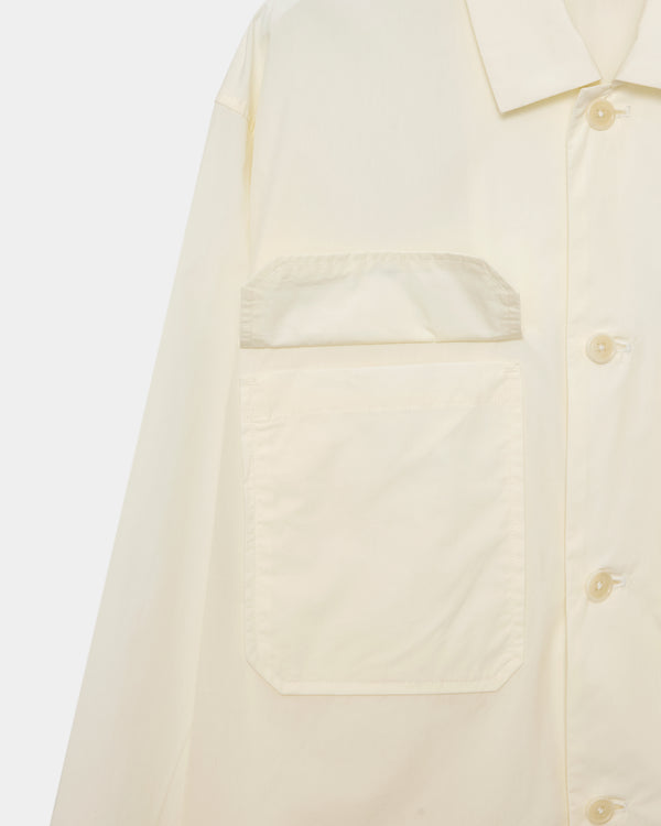 ORGANIC GIZA TYPEWRITER-CLOTH TAILORED SHIRT JACKET, Ivory