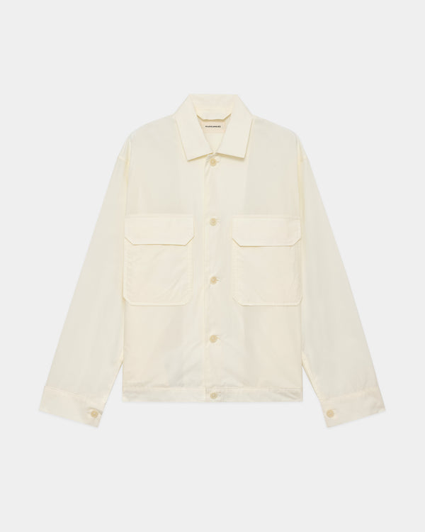 ORGANIC GIZA TYPEWRITER-CLOTH TAILORED SHIRT JACKET, Ivory