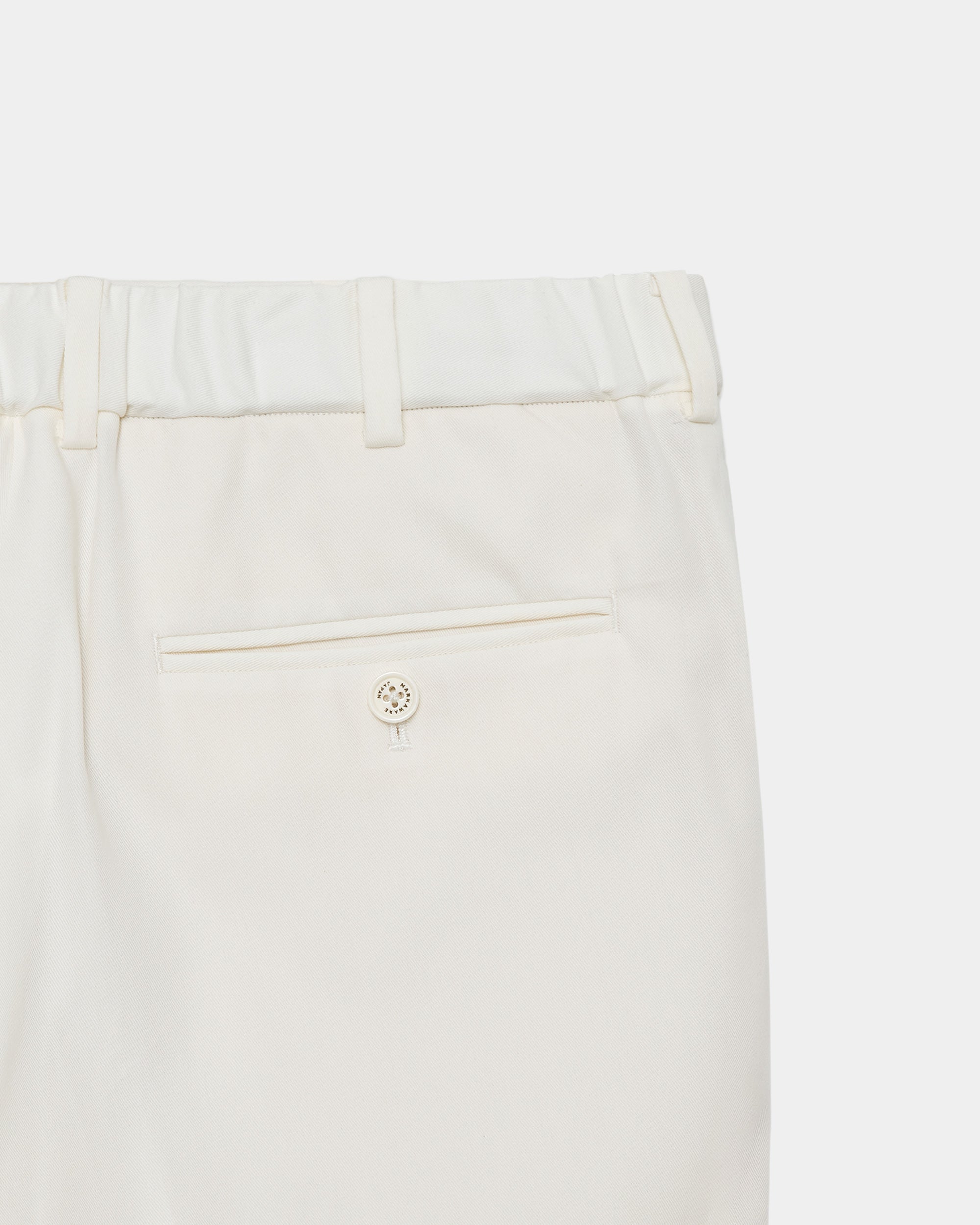 オーガニックコットン強燃ボイルツイル / クラシックフィットダブルプリーテッドトラウザーズ, White