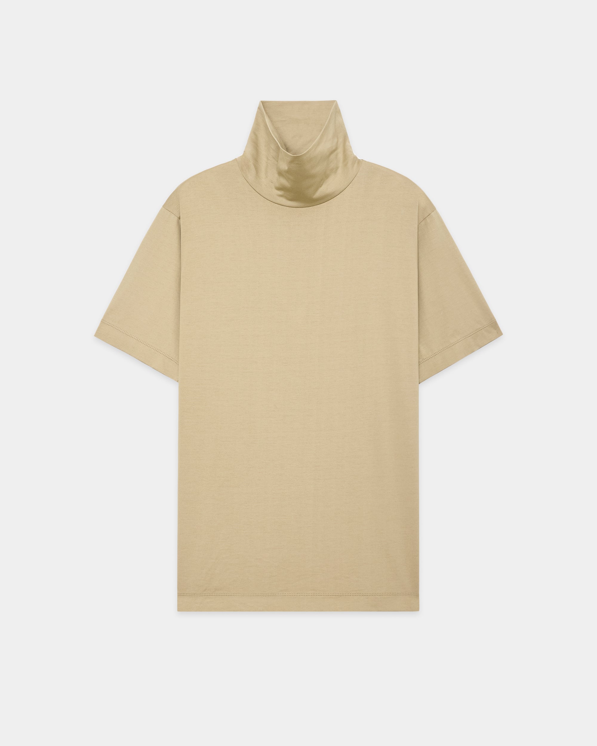 オーガニックGIZA 80/2天竺 / コンフォートフィットロールネックTee, Khaki