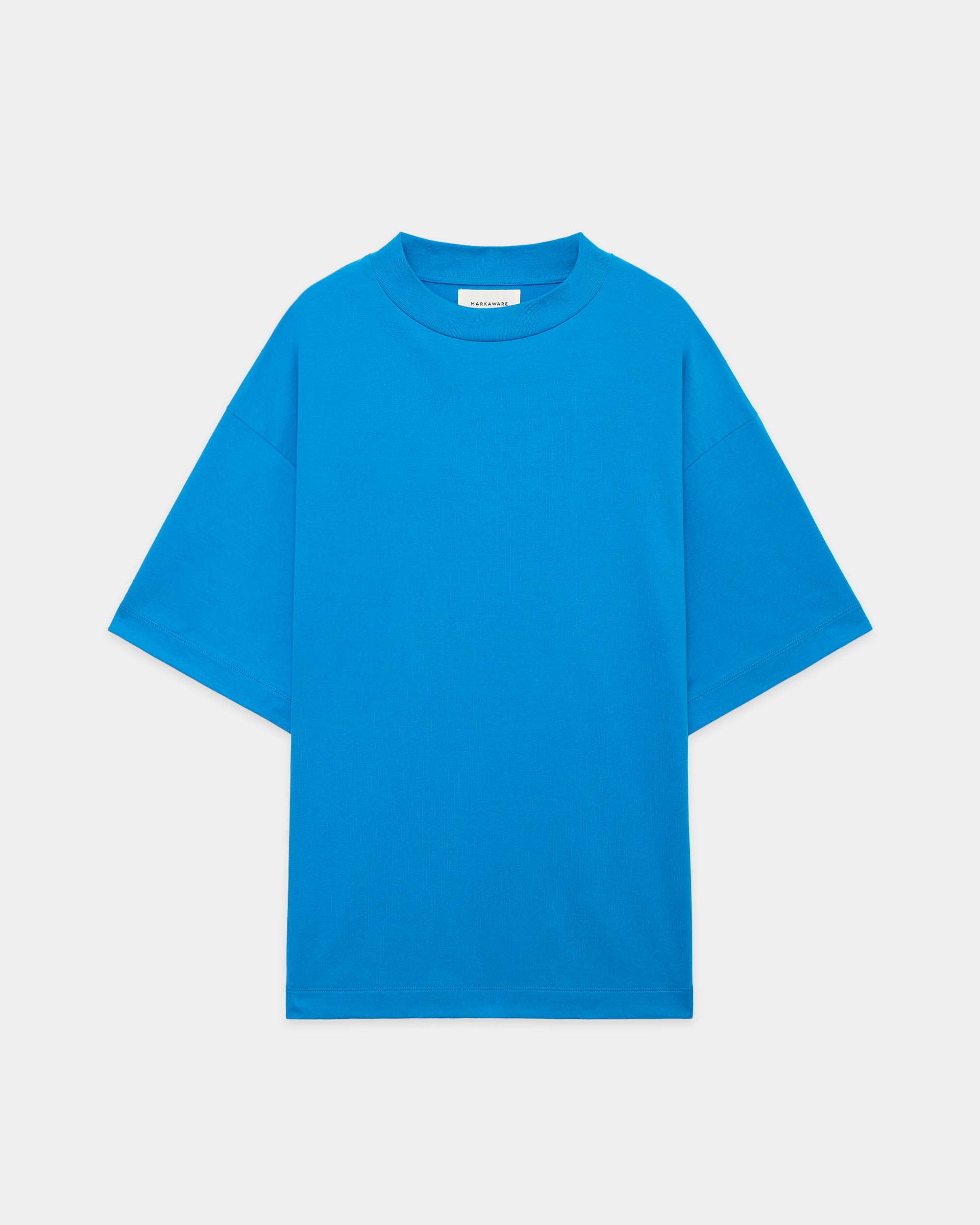 PERUVIAN PIMA ORGANIC COTTON KNIT MOCK NECK Tee, Blue