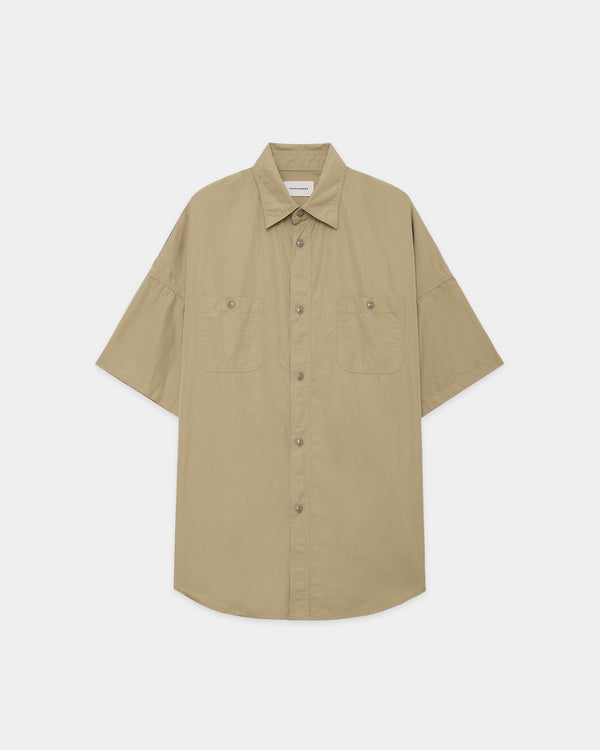 120/2オールウェザークロス / テントS/Sロングシャツ, Beige