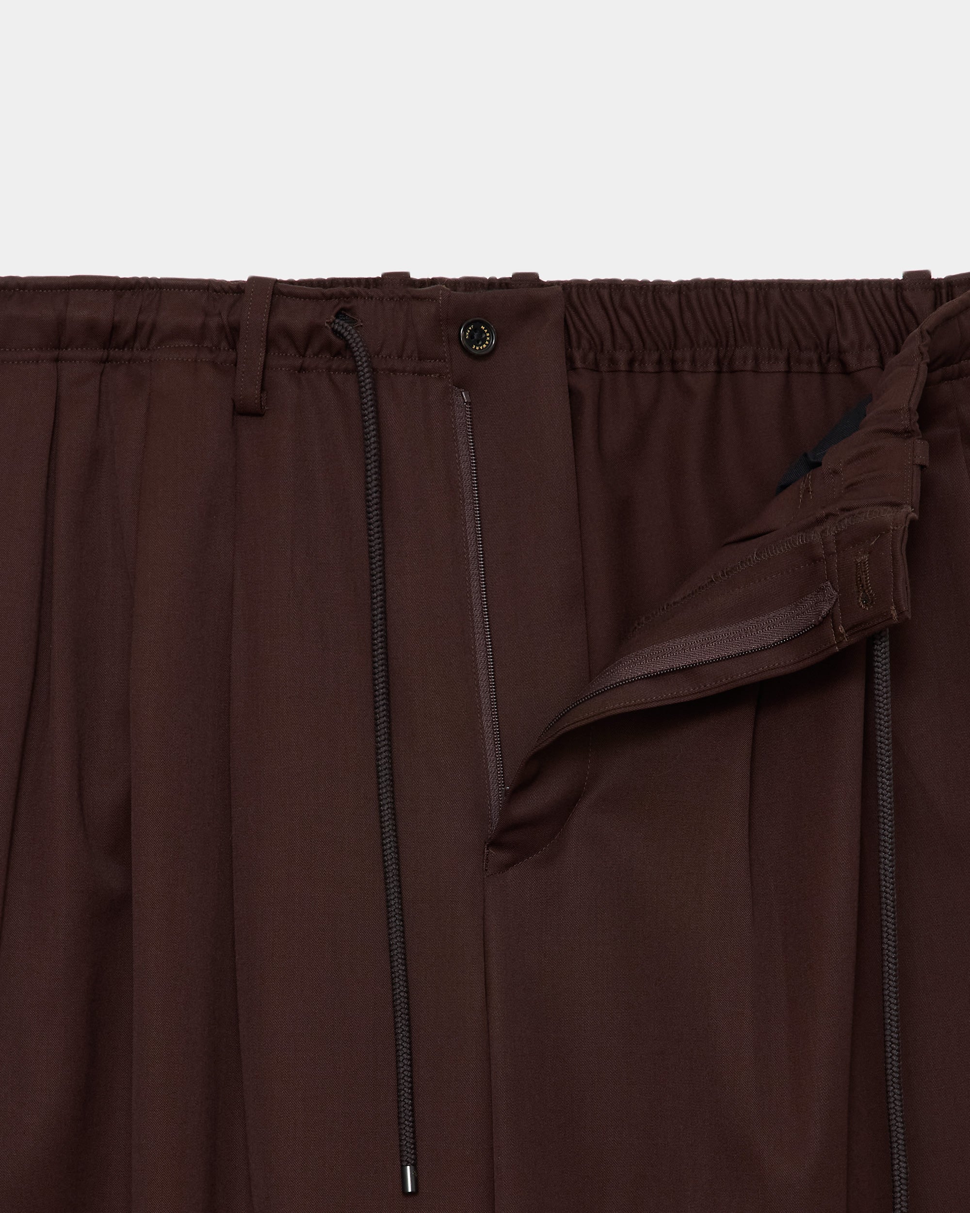 ORGANIC WOOL 2/80 GABARDINE TRIPLE PLEATED EASY TROUSERS, Olive Drab