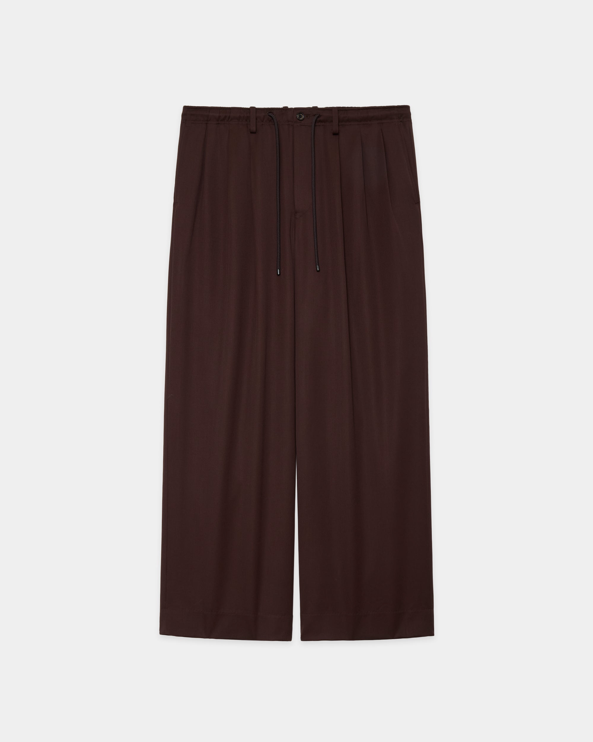 ORGANIC WOOL 2/80 GABARDINE TRIPLE PLEATED EASY TROUSERS, Olive Drab