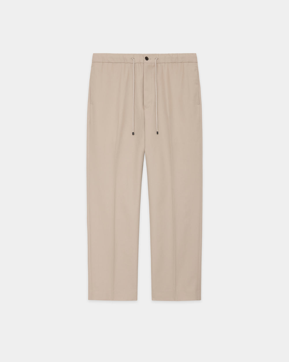 ORGANIC COTTON GABARDINE FLAT TAPERED EASY TROUSERS, Light Gray