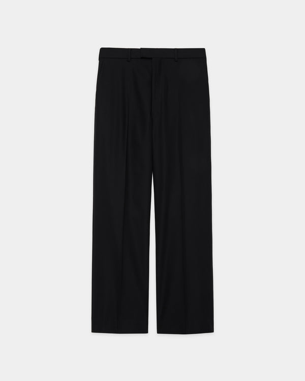 ORGANIC COTTON GABARDINE WIDE STRAIGHT TROUSERS, Black