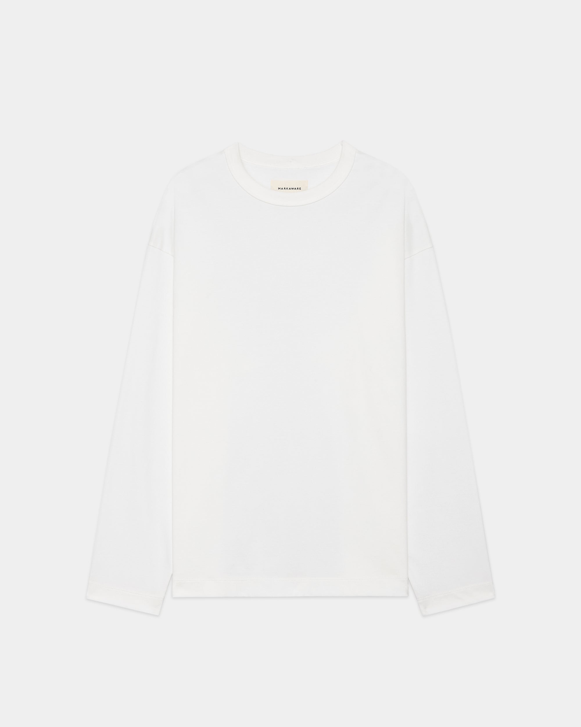 ORGANIC GIZA 60/3 SURVIVAL KNIT COMFORT FIT L/S Tee, White