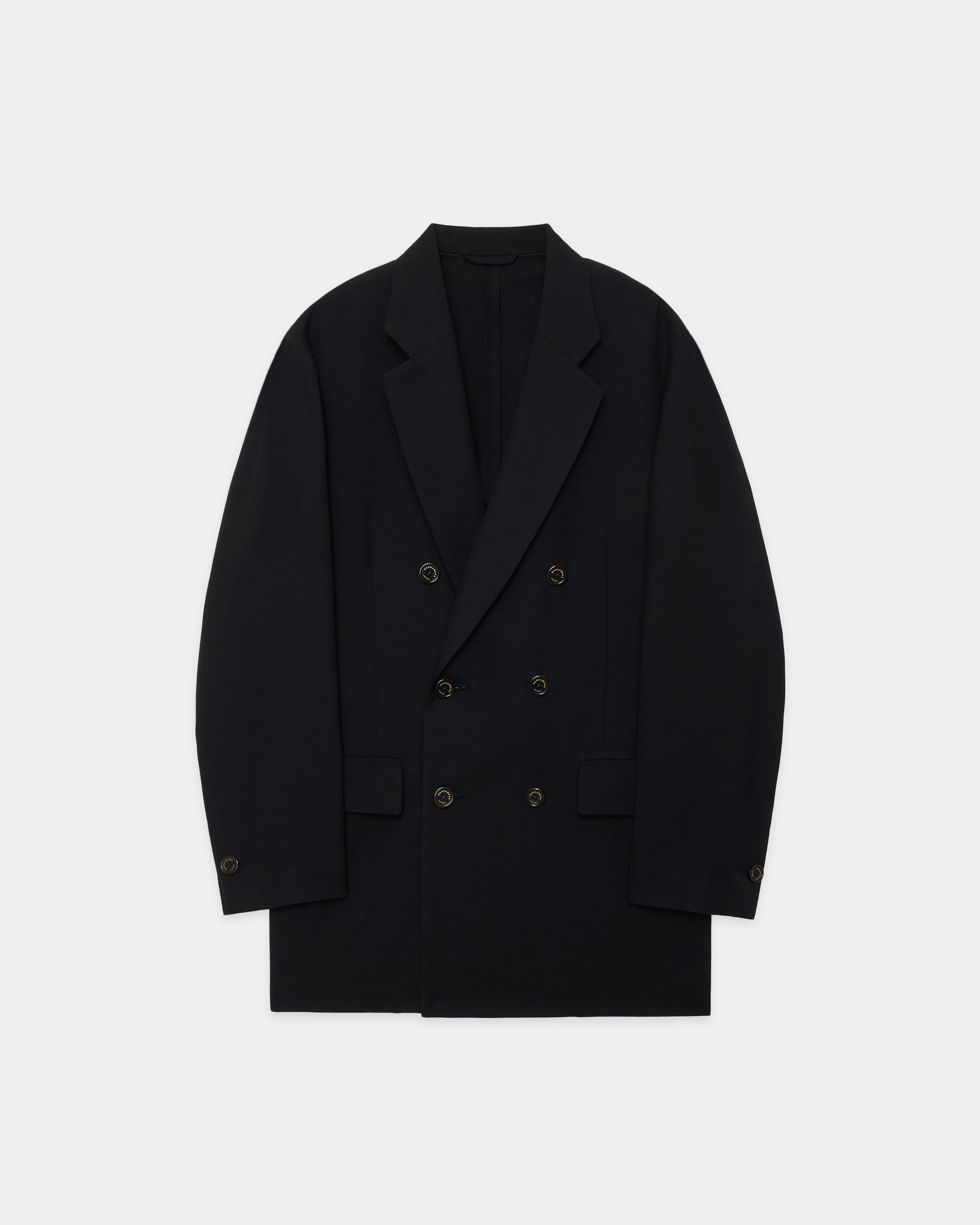 3/60 オーガニックウールサバイバルクロス® / ダブルブレステッドコンフォートジャケット, Black