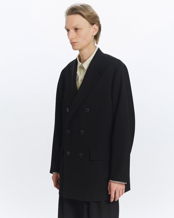 ORGANIC WOOL SURVIVAL CLOTH® DOUBLE BREASTED COMFORT JACKET, Black