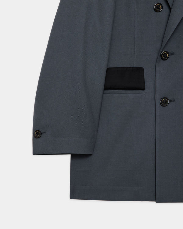 ORGANIC WOOL SURVIVAL CLOTH® DOUBLE BREASTED COMFORT JACKET, Forest Gray