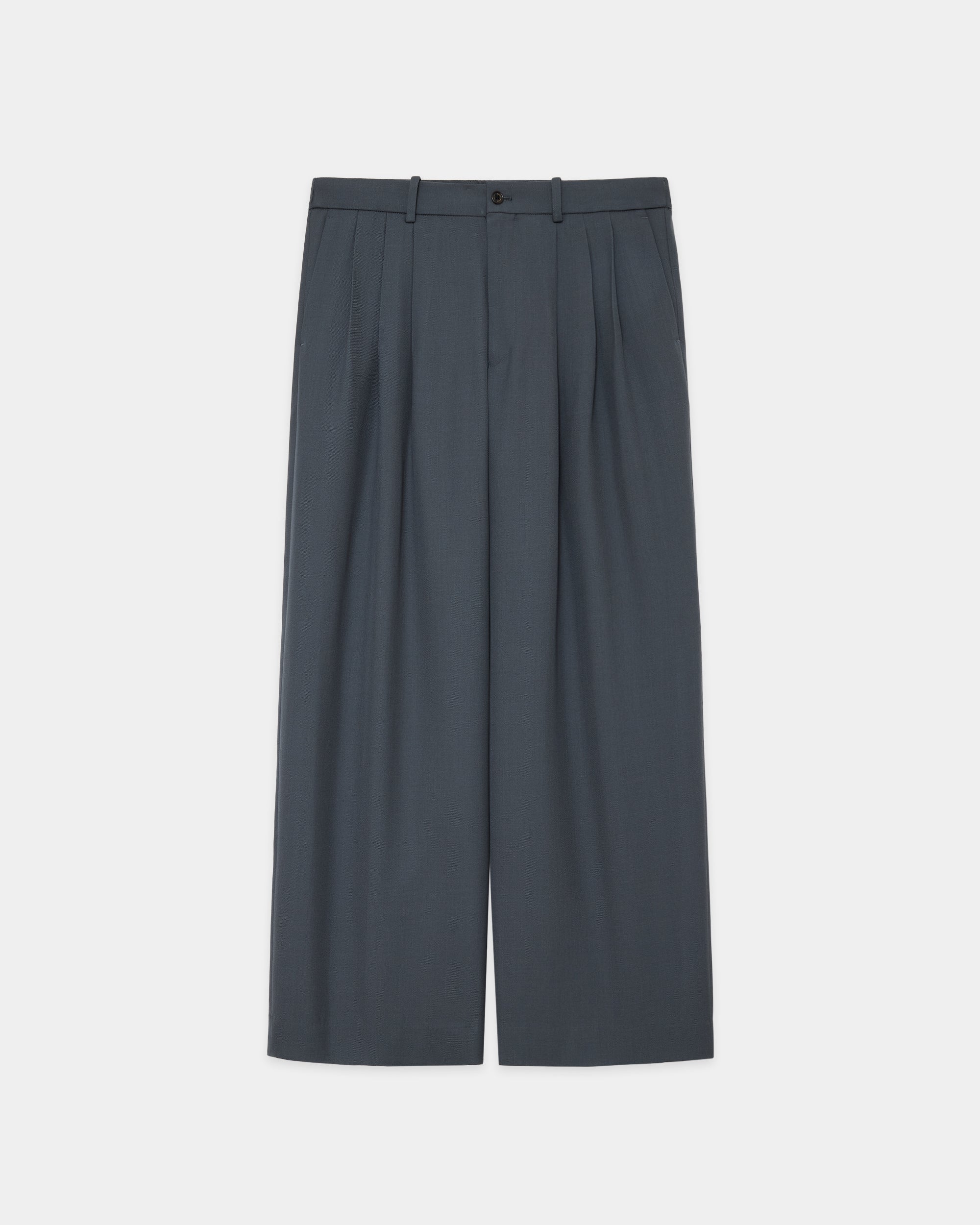 ORGANIC WOOL SURVIVAL CLOTH® TRIPLE PLEATED WIDE TROUSERS, Forest Gray