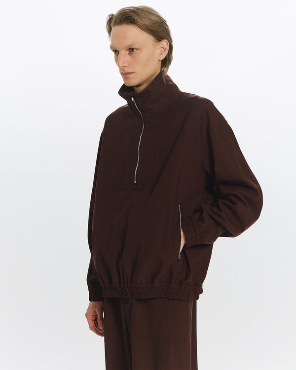 2/60 WOOL RIPSTOP HALF ZIP TRACK JACKET, Olive Drab