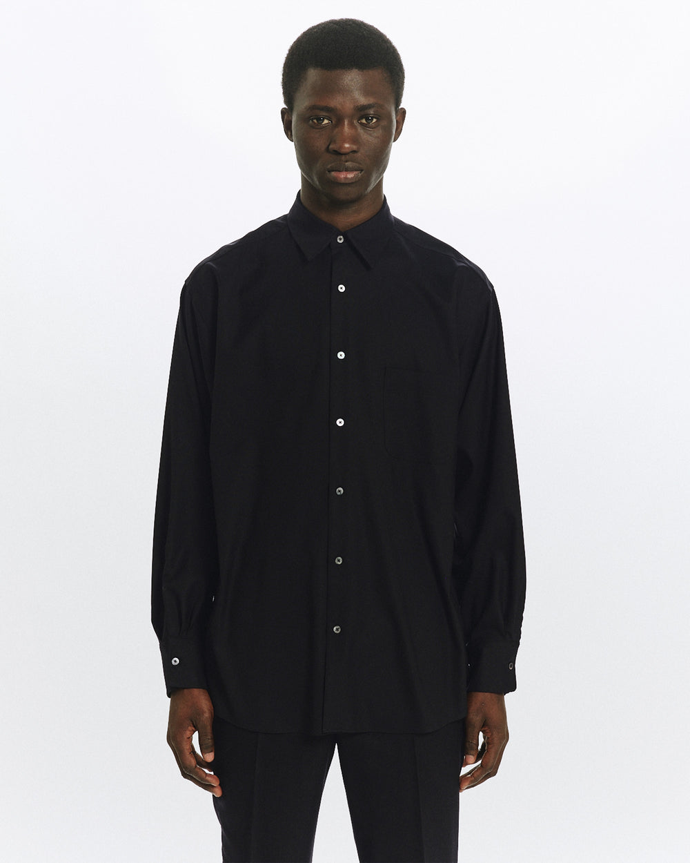 SUPER 160s WASHABLE  WOOL OXFORD COMFORT FIT SHIRT, Black