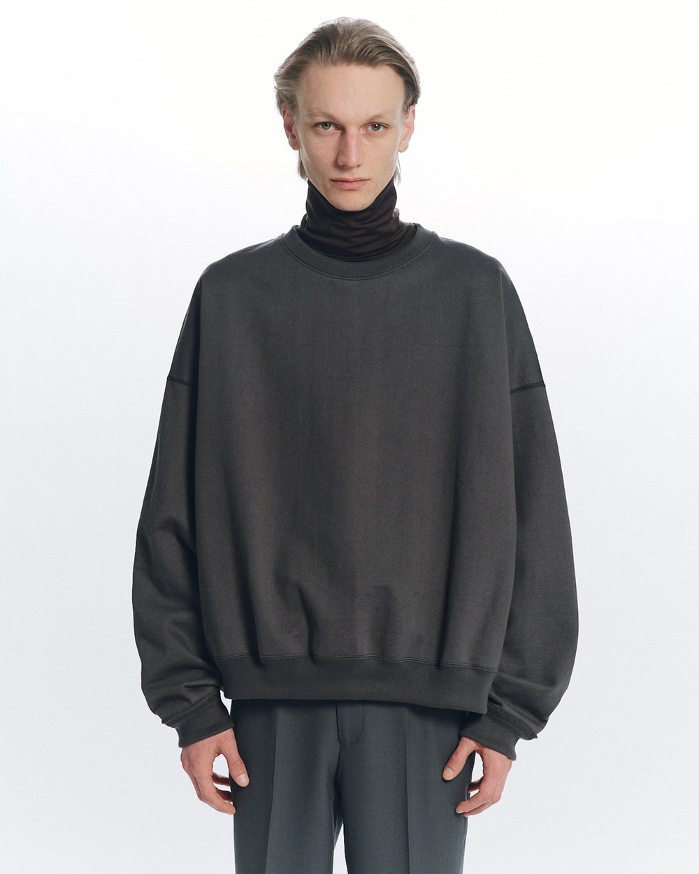 ORGANIC COTTON HEAVY FLEECE HUGE SWEAT SHORT, Forest Gray