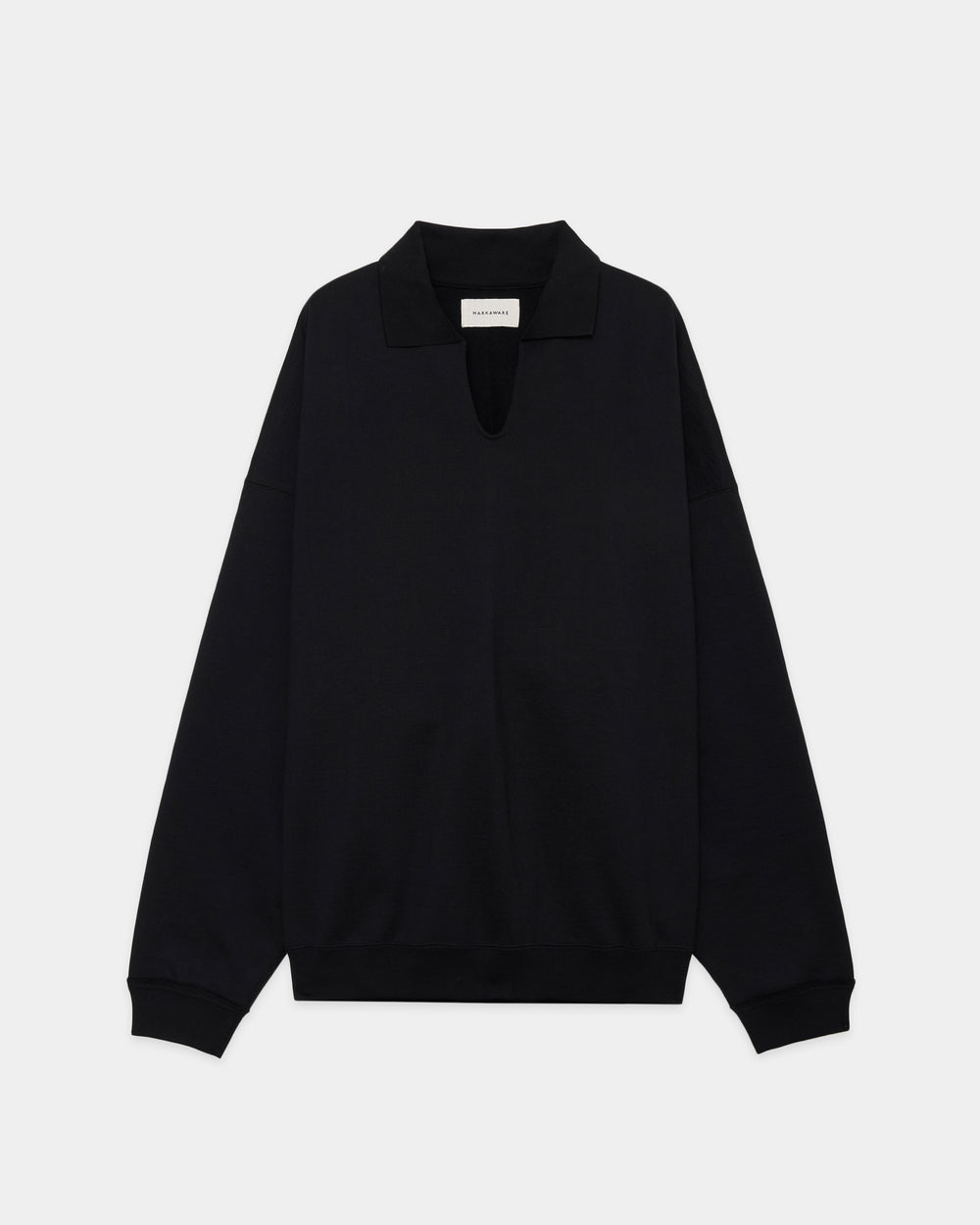 ORGANIC COTTON HEAVY FLEECE SKIPPER HUGE SWEAT, Black