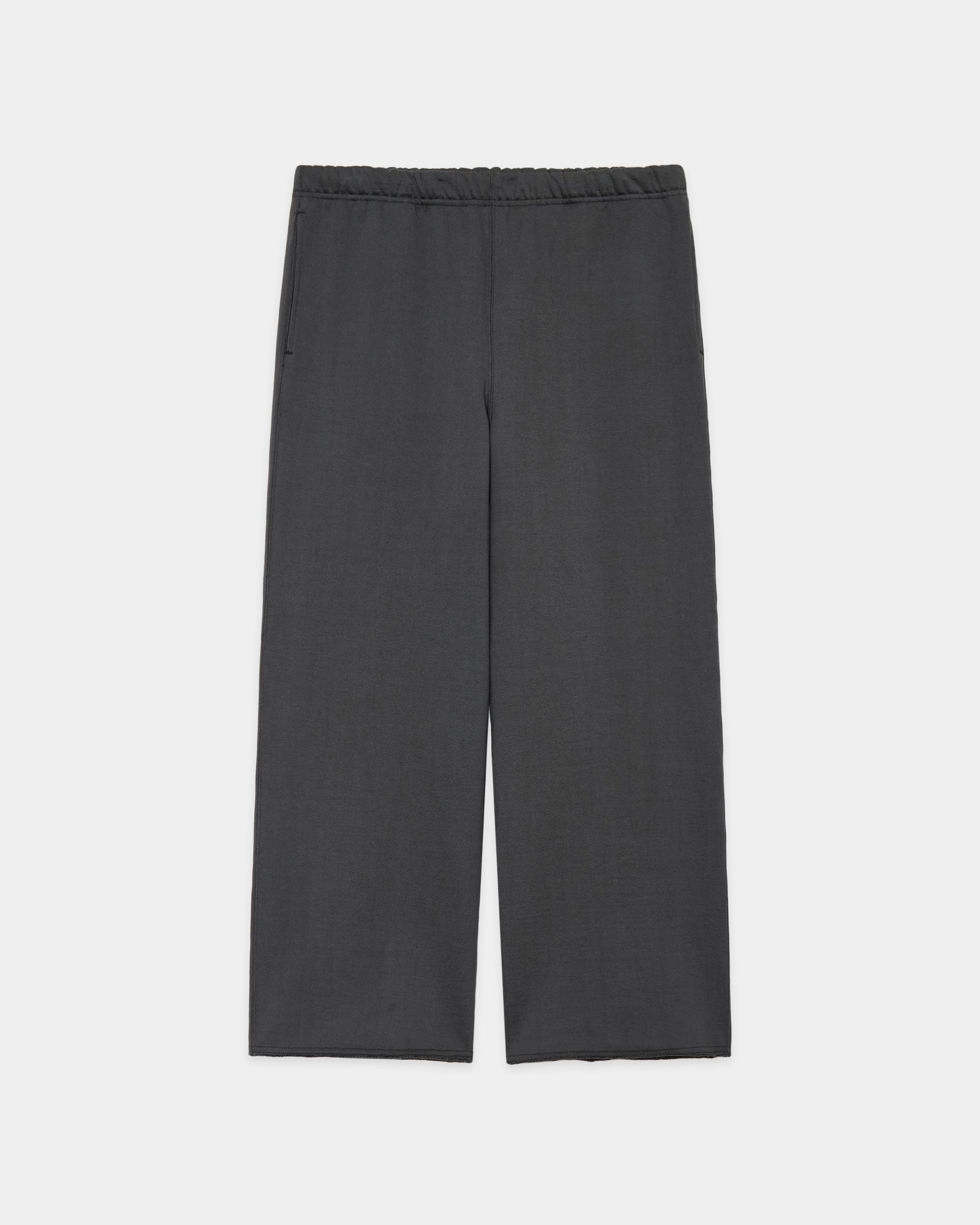 ORGANIC COTTON HEAVY FLEECE WIDE GYM PANTS, Forest Gray