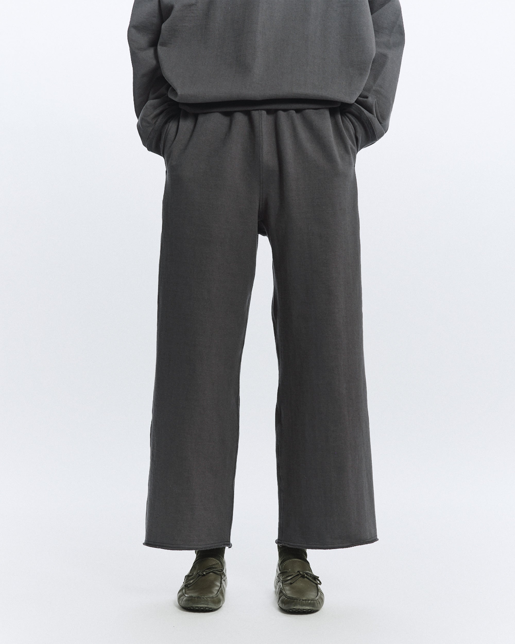 ORGANIC COTTON HEAVY FLEECE WIDE GYM PANTS, Forest Gray