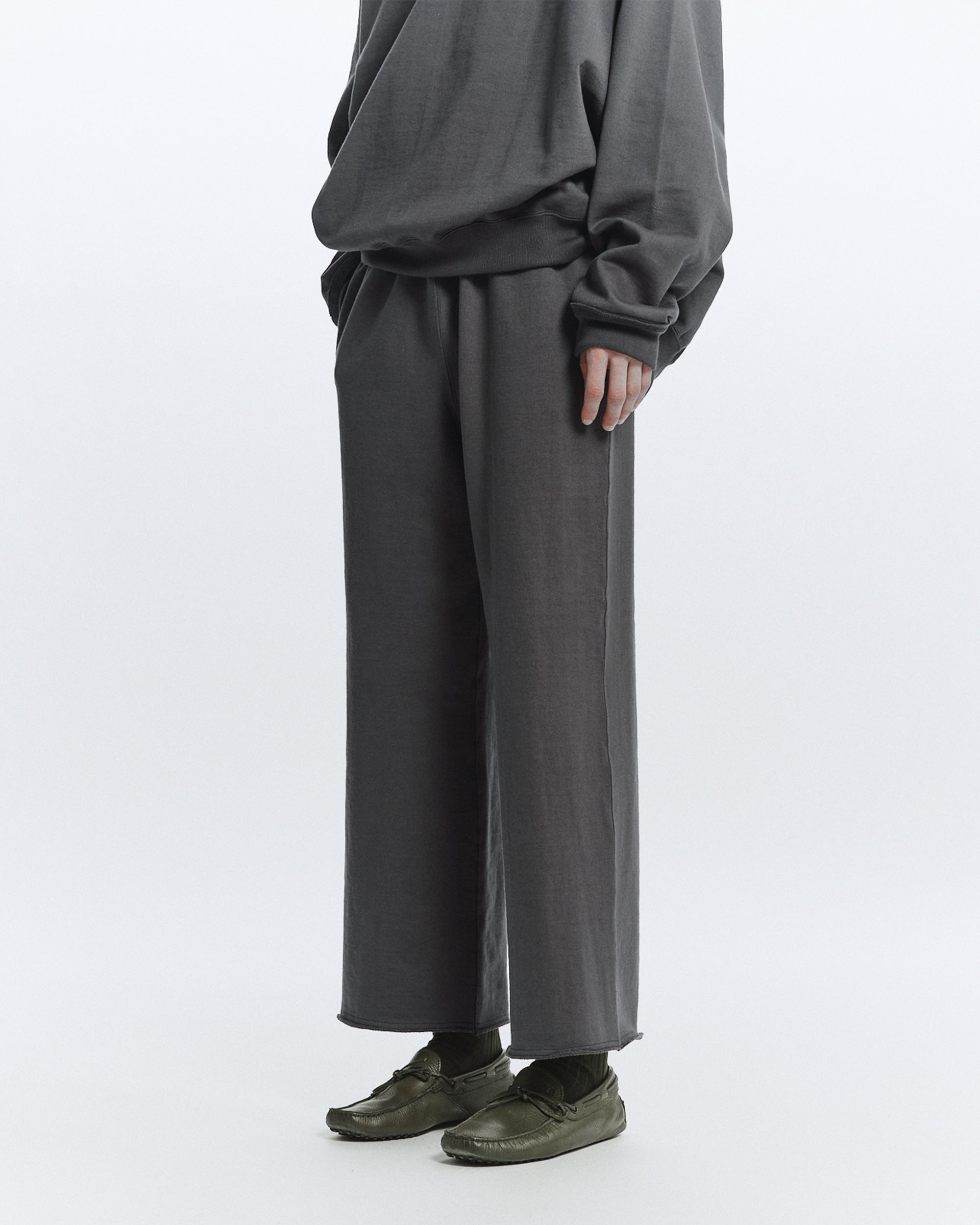 ORGANIC COTTON HEAVY FLEECE WIDE GYM PANTS, Forest Gray