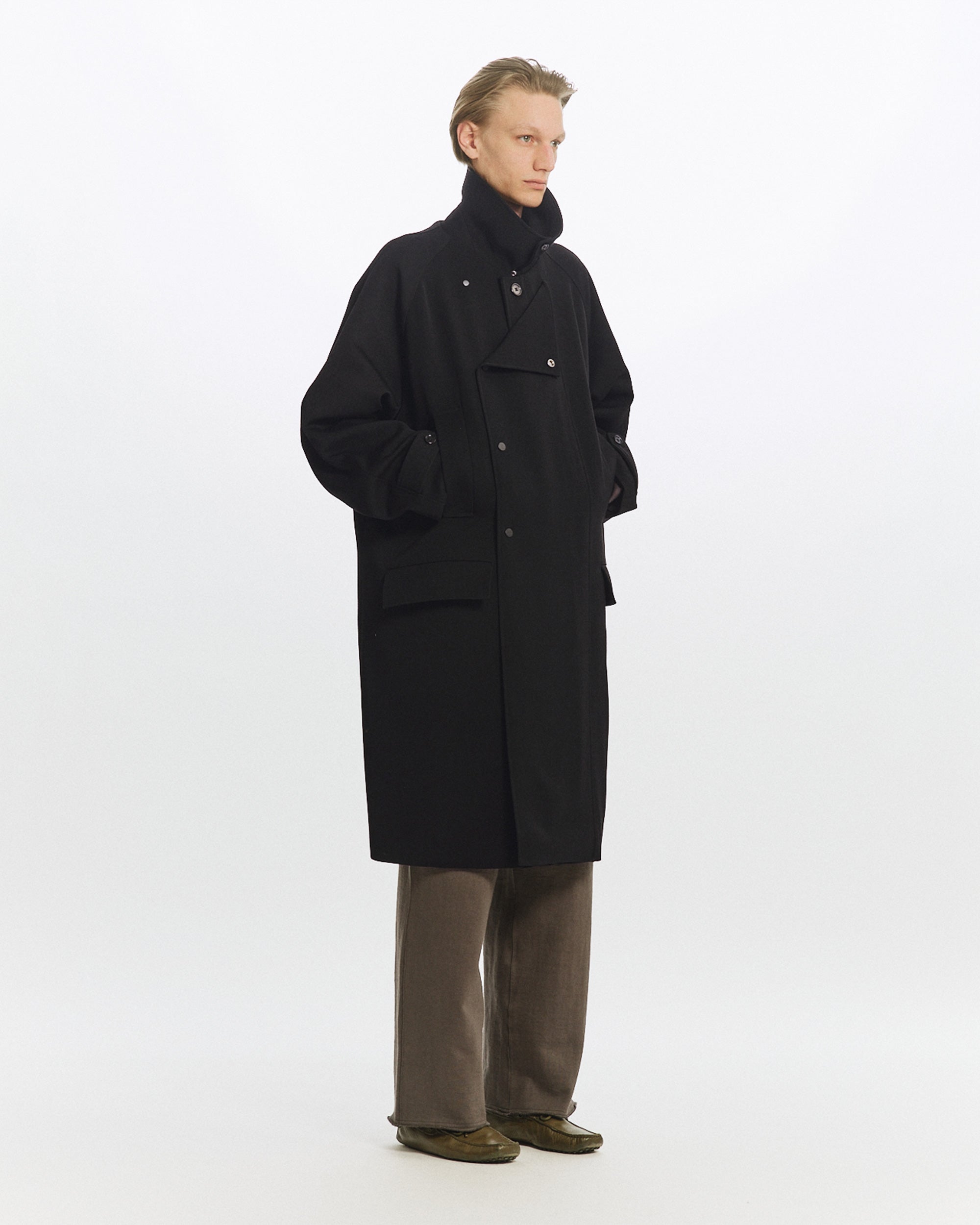 POLWARTH TUXEDO CLOTH HUNTER COAT, Black
