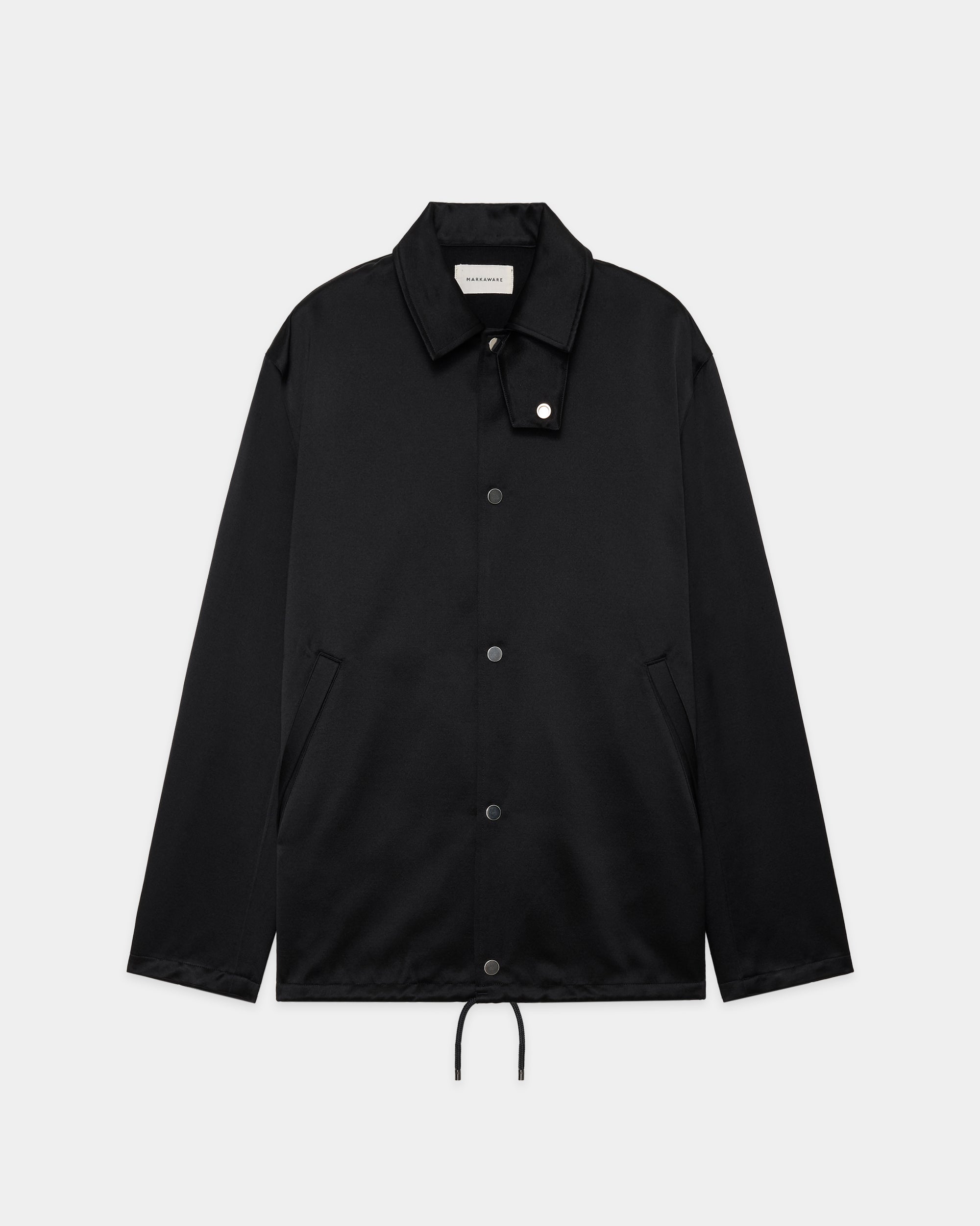 BRATAC SILK × CASHMERE SATIN COACH JACKET II, Black
