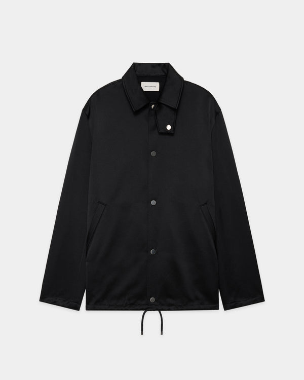 BRATAC SILK × CASHMERE SATIN COACH JACKET II, Black