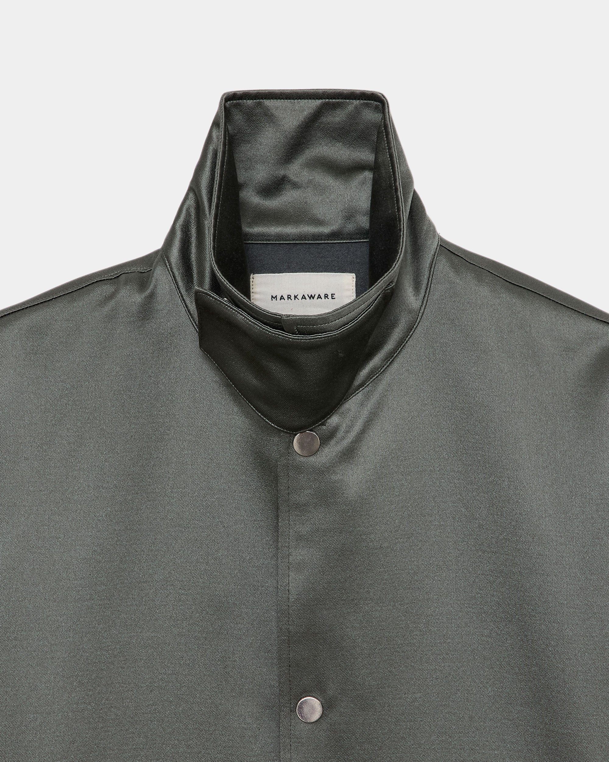 BRATAC SILK × CASHMERE SATIN COACH JACKET II, Sage Green
