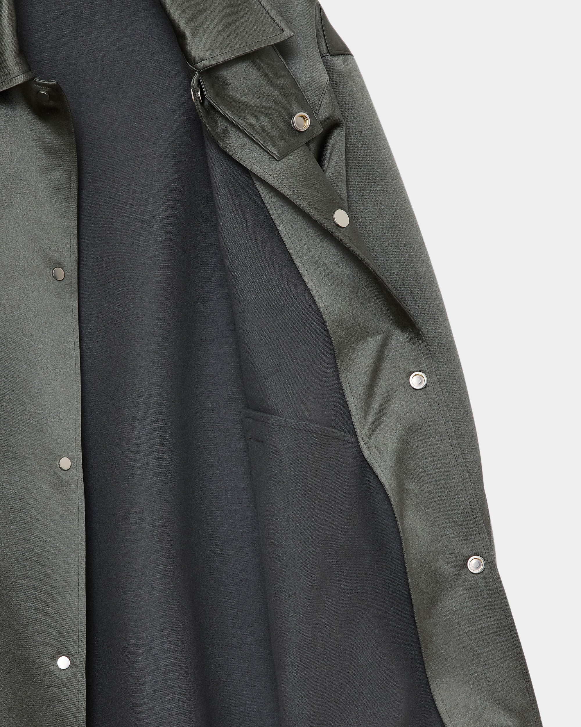 BRATAC SILK × CASHMERE SATIN COACH JACKET II, Sage Green