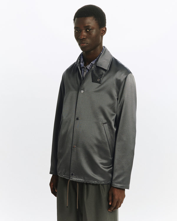 BRATAC SILK × CASHMERE SATIN COACH JACKET II, Sage Green