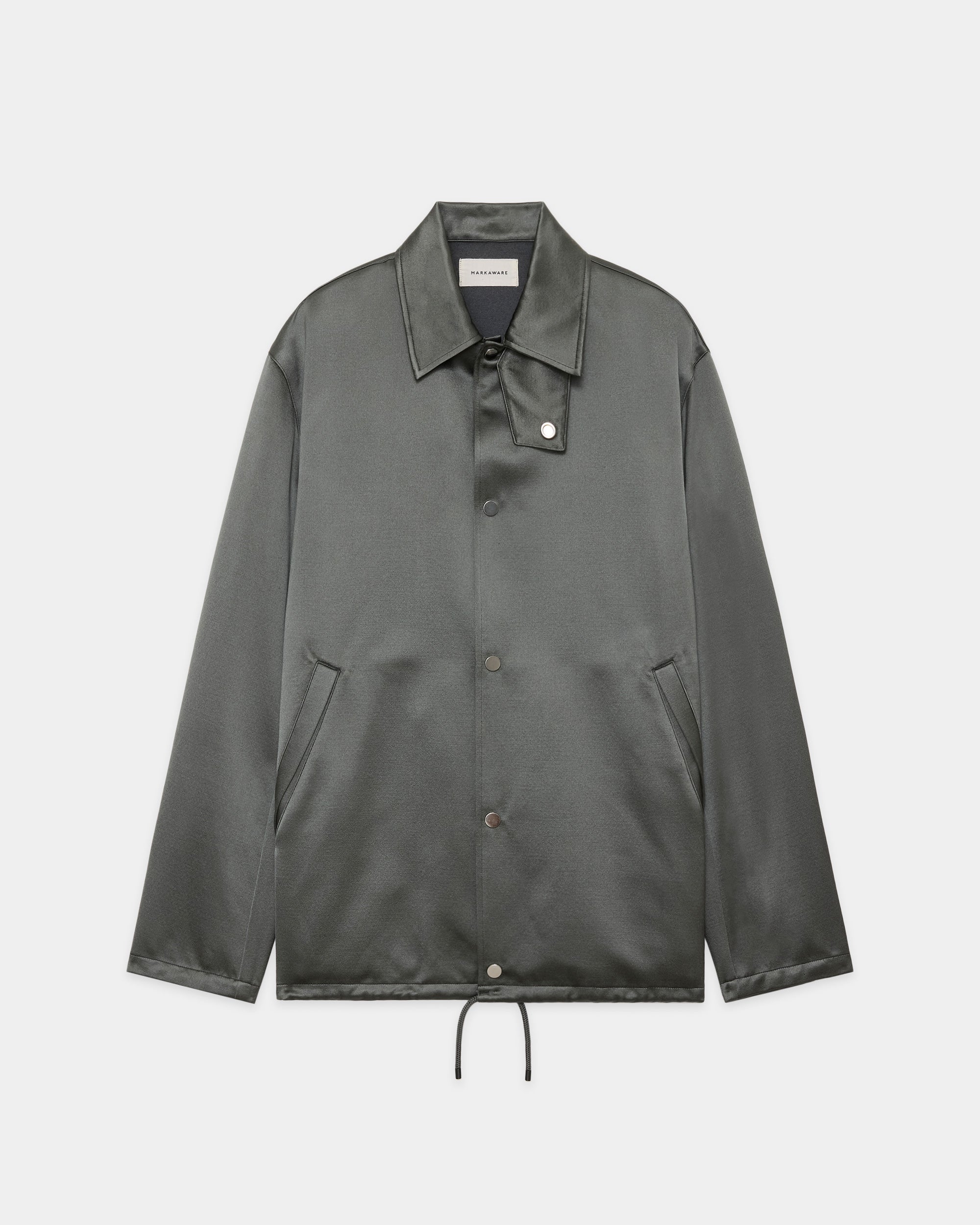 BRATAC SILK × CASHMERE SATIN COACH JACKET II, Sage Green