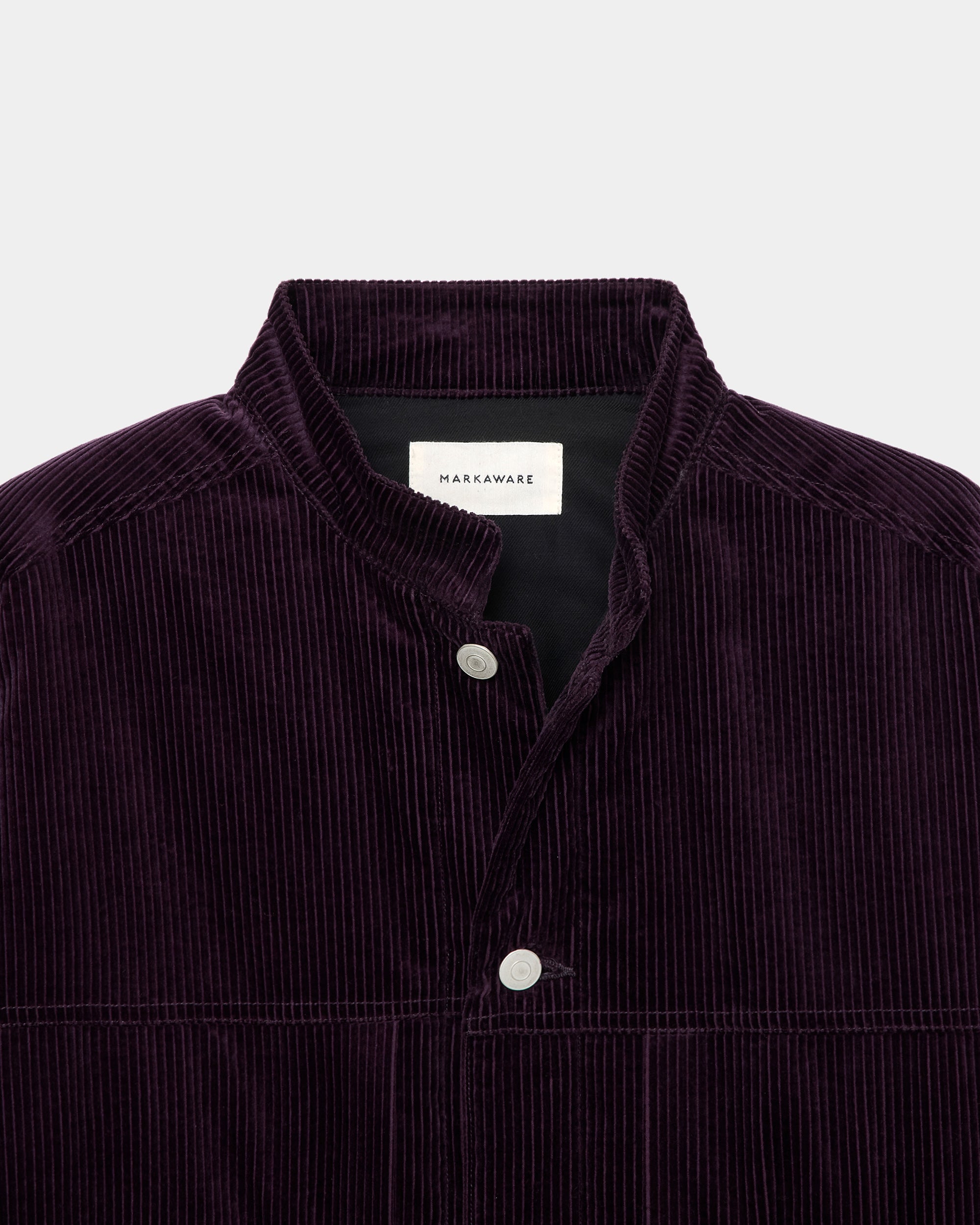 ORGANIC COTTON 6-WALE CORDUROY PUFFED MANDARIN COLLAR WORK JACKET, Purple