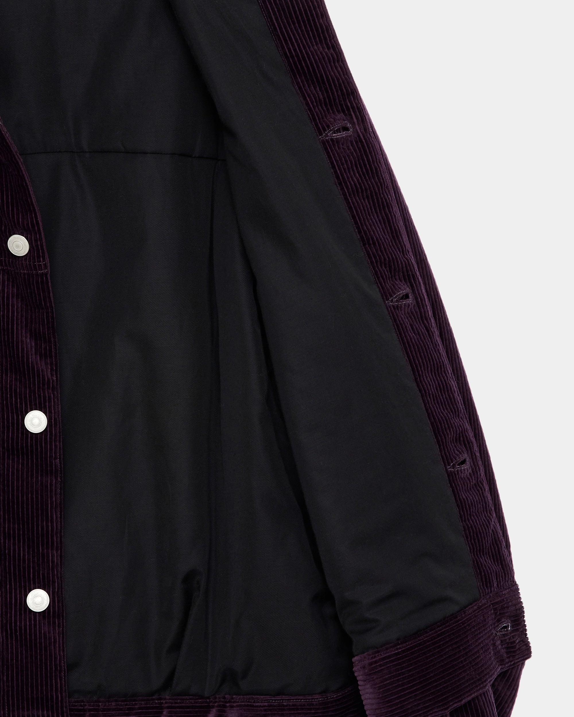 ORGANIC COTTON 6-WALE CORDUROY PUFFED MANDARIN COLLAR WORK JACKET, Purple