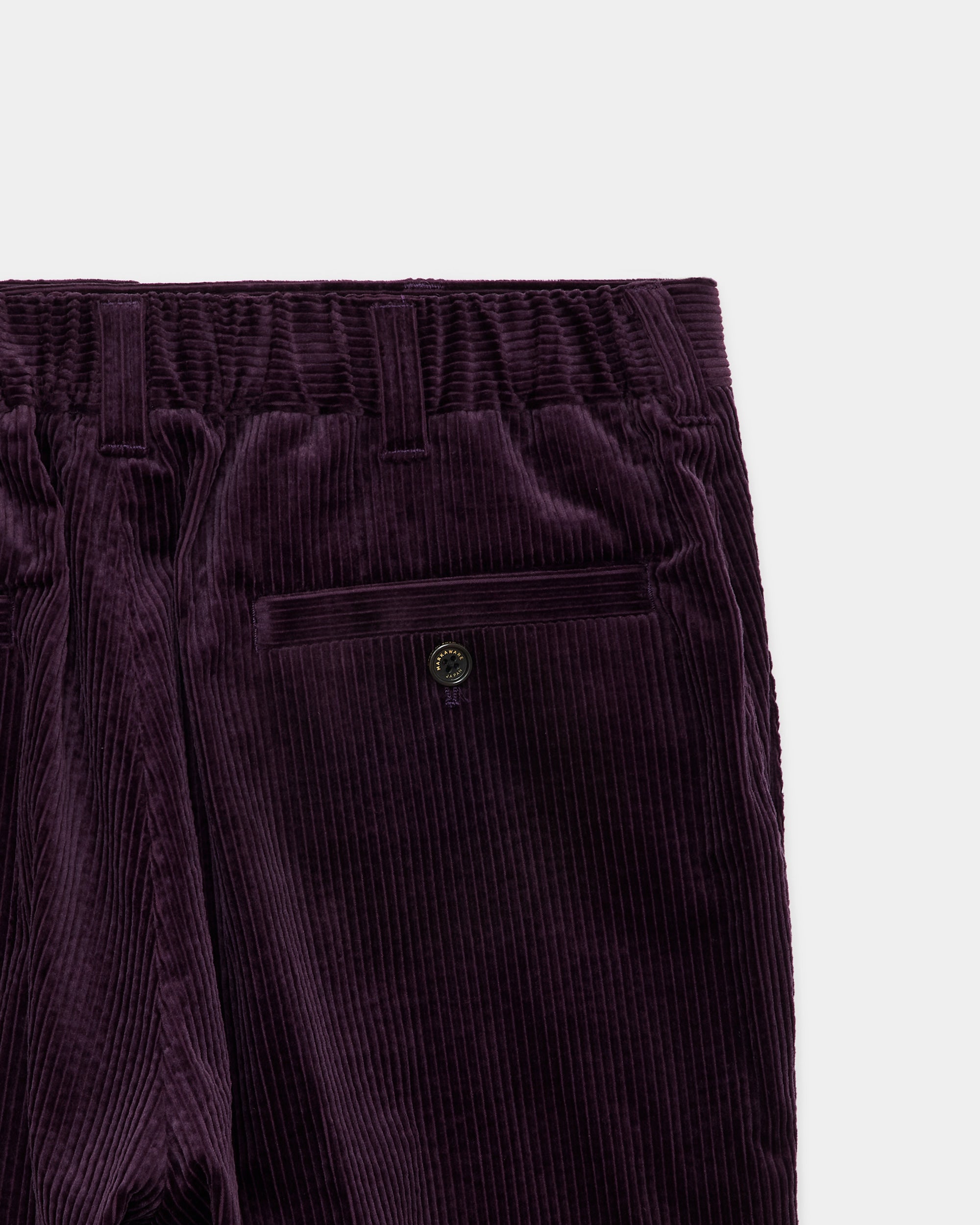 ORGANIC COTTON 6-WALE CORDUROY FLAT TAPERED CHINO TROUSERS, Purple