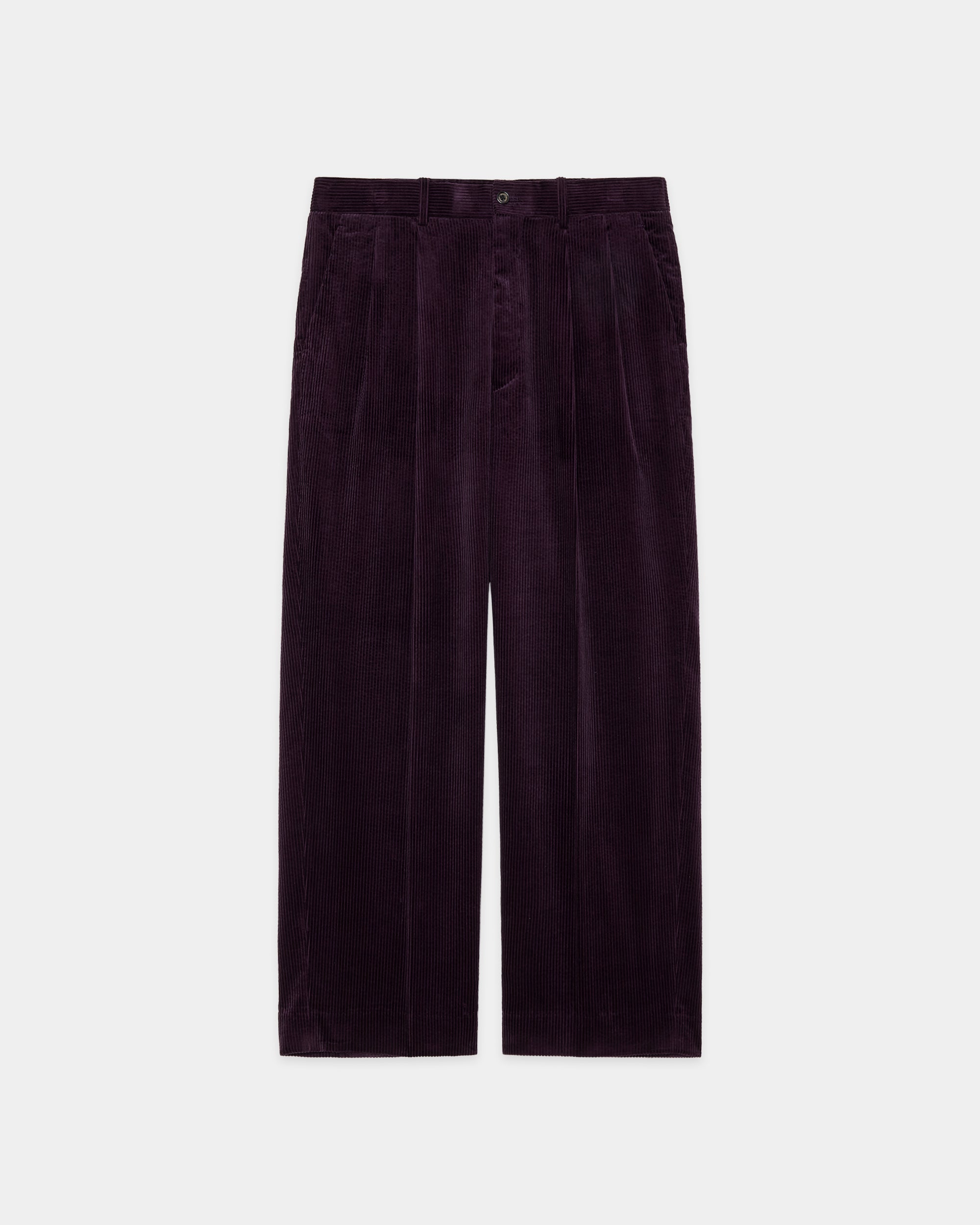 オーガニックコットン 6W コーデュロイ / クラシックフィットダブルプリーテッドトラウザーズ, Purple