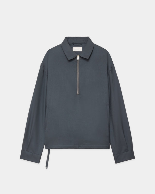 2/80 ORGANIC WOOL VIYELLA HALF ZIP SERVICE JACKET , Forest Gray